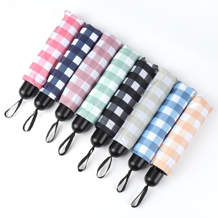 Зонт механический &laquo;Клетка&raquo;, эпонж, 4 сложения, 8 спиц, R = 48/55 см, D = 110 см, цвет МИКС