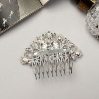 Гребень для волос "Сафьян" бабочки, 7х8 см, серебро