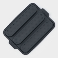 Форма для выпечки с перфорацией &laquo;Багет&raquo;, силикон, 34,5&times;24&times;2,2 см, 3 ячейки (28&times;6&times;2 см), цвет серый