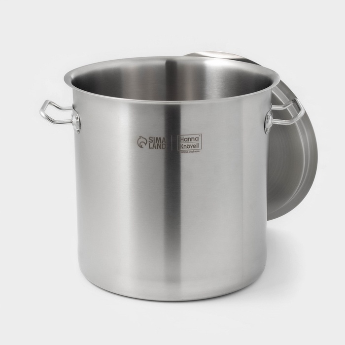 Кастрюля из нержавеющей стали Hanna Kn&ouml;vell HoReCa, 20 л, толщина 0,8 мм, 201 сталь, металлическая крышка