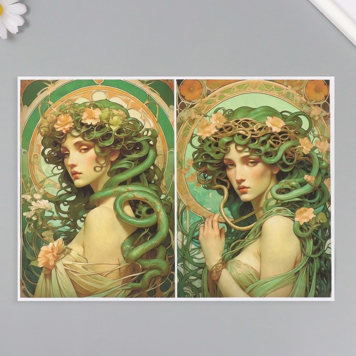 Набор декупажных карт 6 шт &laquo;Девушки и змеи&raquo;, плотность 45 гр/м2, формат А4