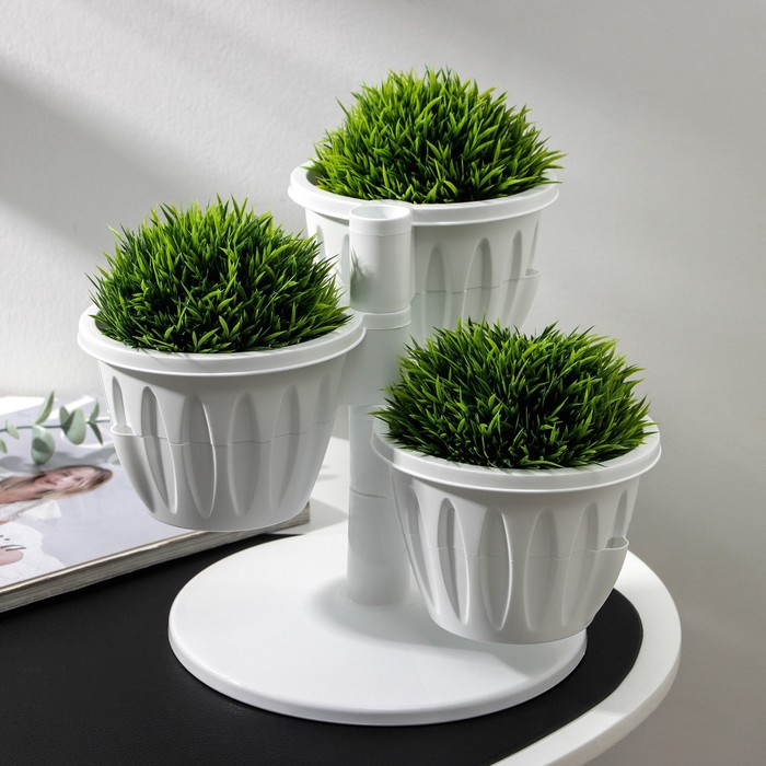 Кашпо многоярусное Plast-Avenue &laquo;Каскад&raquo;, 3 шт., 700 мл, пластик, белое