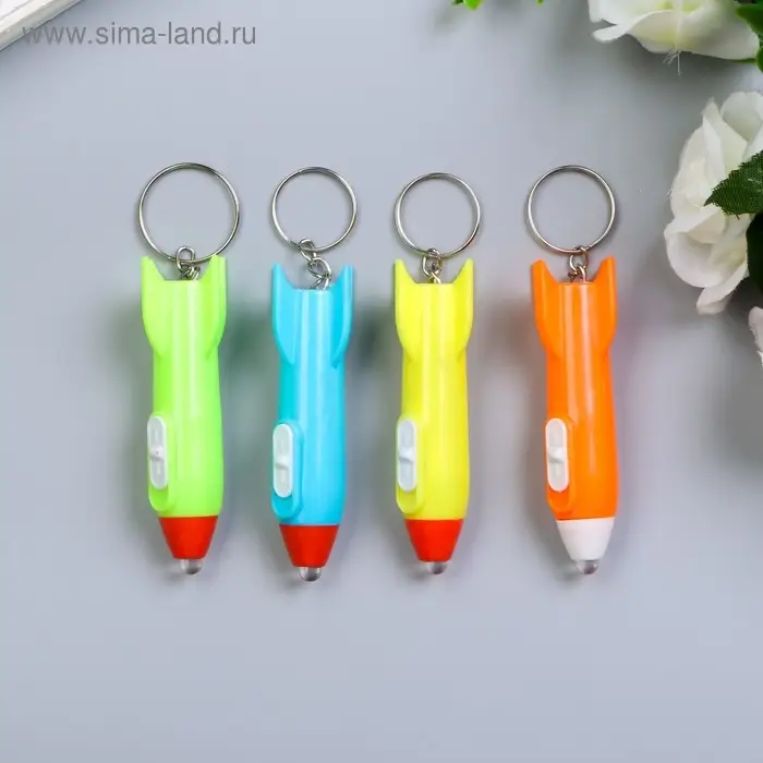 Фонарик свет на кольце "Ракета" мигает МИКС 7х2х2 см