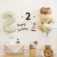 Шар фольгированный 40" Цифра 2, цвет &laquo;Взбитые сливки&raquo;