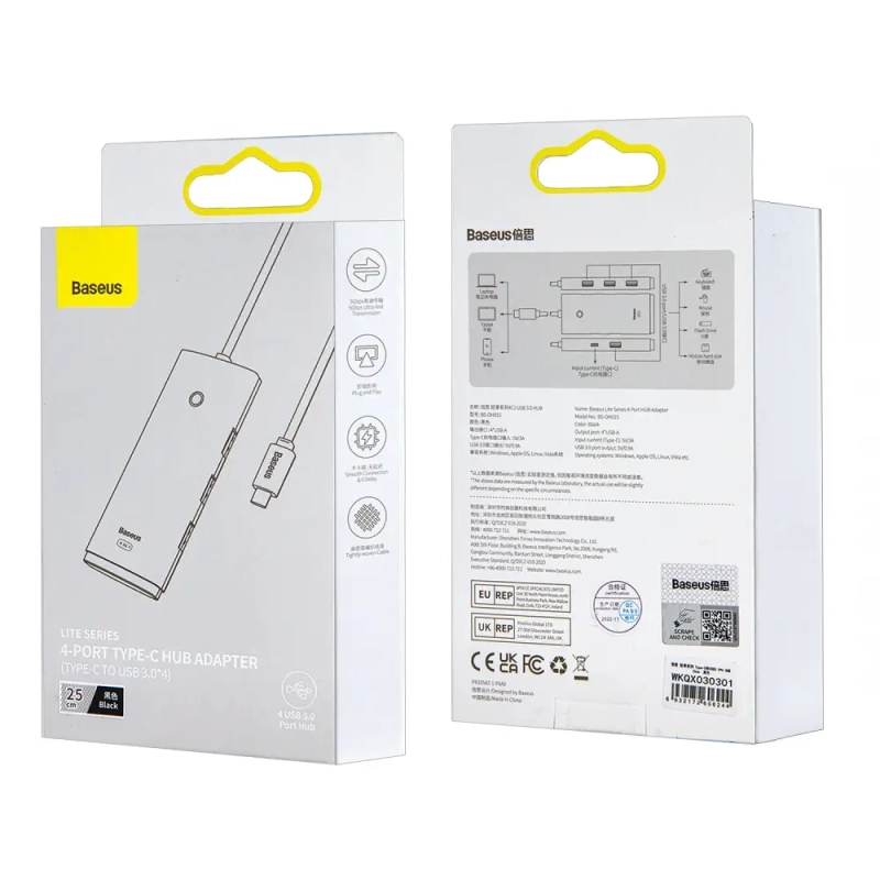 HUB Type-C на 4 USB + Type-C Baseus WKQX030301