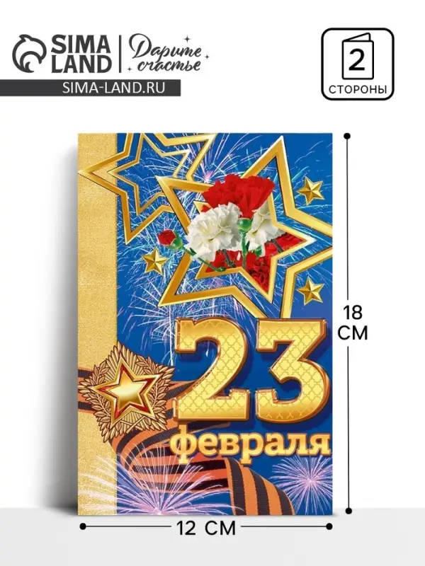 Открытка &laquo;23 февраля&raquo; праздник, 12 х 18 см
