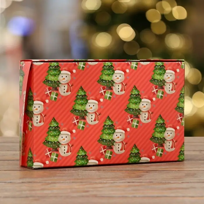 Коробка складная &laquo;Снеговичок&raquo;, розовая, 20&times;12&times;4 см