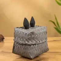 Корзинка &laquo;Кот&raquo;, 8&times;8&times;13 см, бамбук, серая