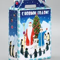Подарочная новогодняя коробка &laquo;Пингвины&raquo;, для сладких подарков, 16.8&times;7&times;25 см