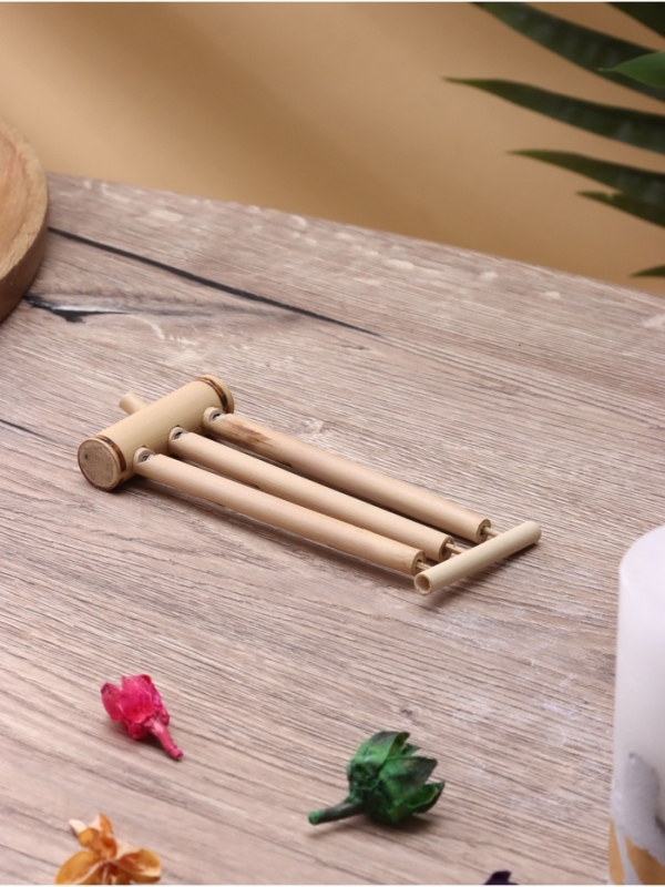 Сувенирный музыкальный инструмент свисток "Тройная флейта с поршнем" бамбук, 15х5х2 см