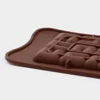 Форма для шоколада Доляна &laquo;Лабиринт&raquo;, силикон, 22&times;11&times;1 см, 18 ячеек, коричневая