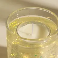 Свеча интерьерная в стакане с LED-подсветкой "Перламутровые сердечки" 8х8х9 см