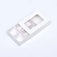 Коробка для конфет 6 штук, 8.7&times;5.8&times;2.5 см, Тонкие разделители, белый