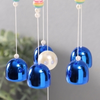 Музыка ветра металл от сглаза "Мишка с 6 колокольчиками" синий h=53см