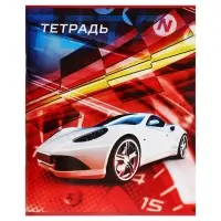 Тетрадь 48 листов в клетку, Calligrata &laquo;Авто&raquo;, обложка мелованная бумага, серые листы, МИКС