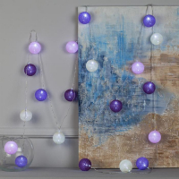 Гирлянда &laquo;Нить&raquo; 5 м с насадками &laquo;Клубки лиловые&raquo;, IP20, прозрачная нить, 20 LED, свечение белое, 220 В