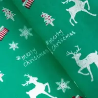 Бумага упаковочная тишью "Рождество", зелёная, 50 х 66 см