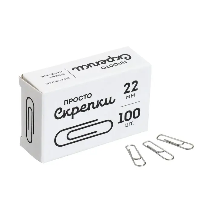 Скрепки канцелярские GLOBUS, 22 мм, 100 шт., без покрытия