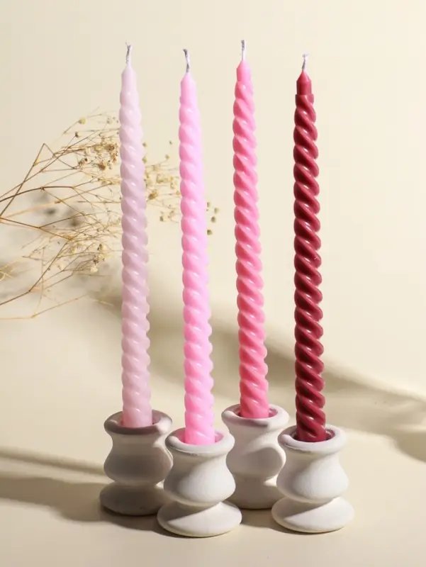 Набор свечей витых, 2х25 см, 4 шт, палитра розового 25,5х8,8х2,4 см