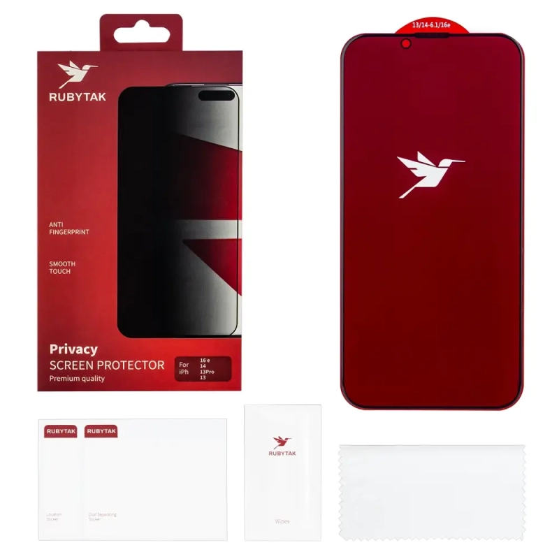 Защитное стекло RUBYTAK Privacy iPhone 13/13 Pro/14/16e