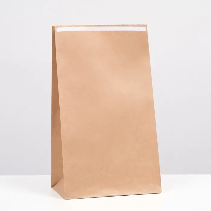 Пакет крафт бумажный фасовочный, прямоугольное дно, с клеевой лентой 24 х 14 х 40 см