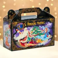 Подарочная коробка Новогодняя Подарочек малый &laquo;Зимние забавы&raquo; 17.5&times;7&times;10.5 см