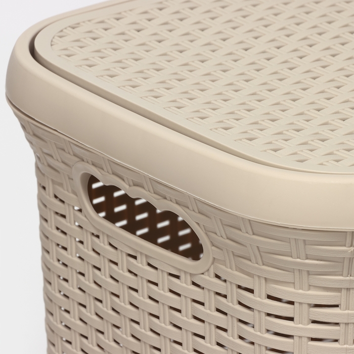 Корзина бельевая с крышкой &laquo;Ротанг&raquo;, 60 л, 34&times;44&times;55 см, цвет латте