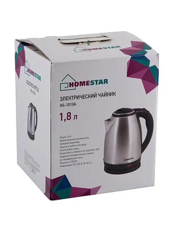 Чайник электрический  Homestar HS-1010A, металл, 1.8 л, 1500 Вт