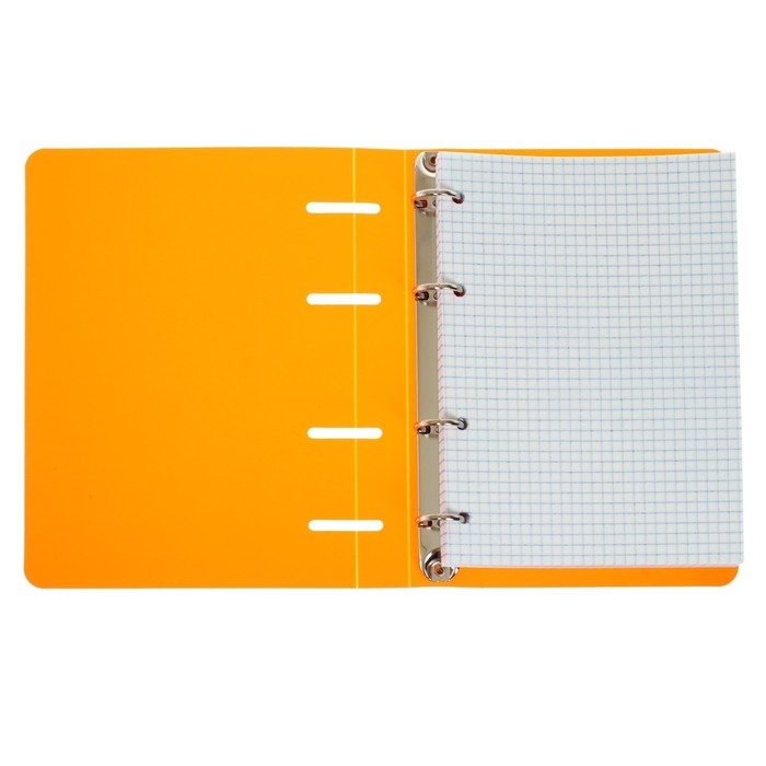 Тетрадь на кольцах A5 120 листов в клетку Calligrata Оранжевая, пластиковая обложка, блок офсет