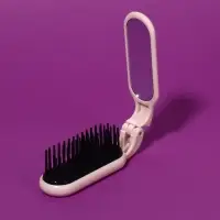 Расчёска массажная, складная, с зеркалом, 3 &times; 10 см, цвет МИКС