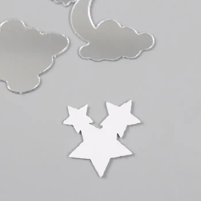 Декор для творчества пластик зеркальный "Солнце, звёзды и облака" набор 6 шт