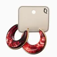 Серьги-кольца акрил "Тренд", цвет бордовый в золоте