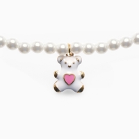 Бусы детские &laquo;Выбражулька&raquo; мишка, жемчуг, белые в золоте