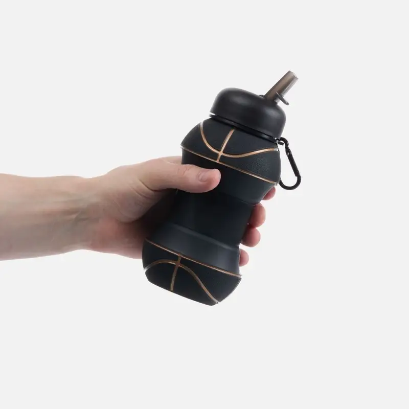 Складная бутылка для воды Basketball Flex, черная