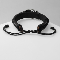 Браслет кожа &laquo;Стиль&raquo; сова, цвет чёрный с чернёным серебром, d=6 см