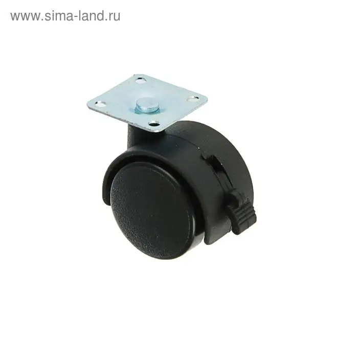 Колесо мебельное, d=40 мм, на площадке, с тормозом