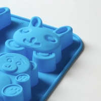 Форма для выпечки Доляна &laquo;Животные. Зоопарк&raquo;, силикон, 26&times;17 см, 6 ячеек (7,2&times;6,4 см), цвет МИКС