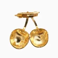 Брошь "Вишня заливная", цвет красно-зелёный в золоте