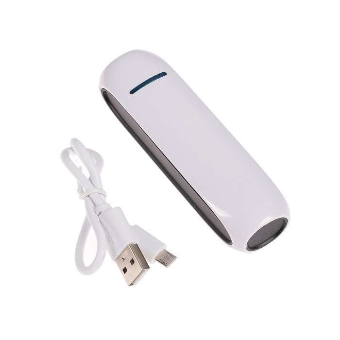 Внешний аккумулятор Luazon PB-07, 2200 мАч, USB, 1 А, провод в комплекте, бело-черный