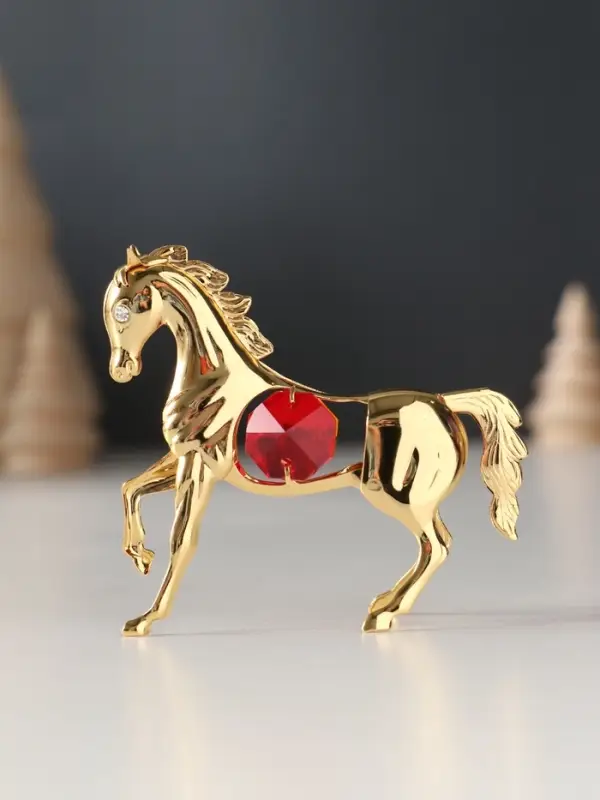 Сувенир Лошадка маленькая с 2-мя красными хрусталиками, 7х2х6 см.