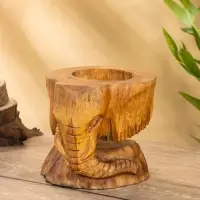 Подставка под бутылки &laquo;Голова слона&raquo;, 15&times;15&times;17 см, дерево Пиннис, коричневая