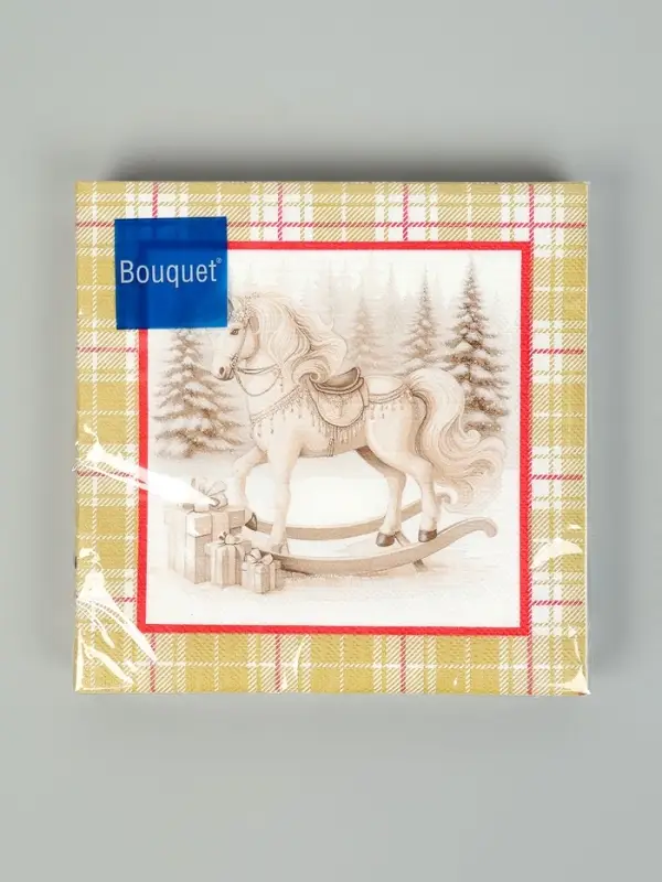 Салфетки бумажные трёхслойные &laquo;Скатерть с лошадью на золоте&raquo;, 33х33, 20 шт