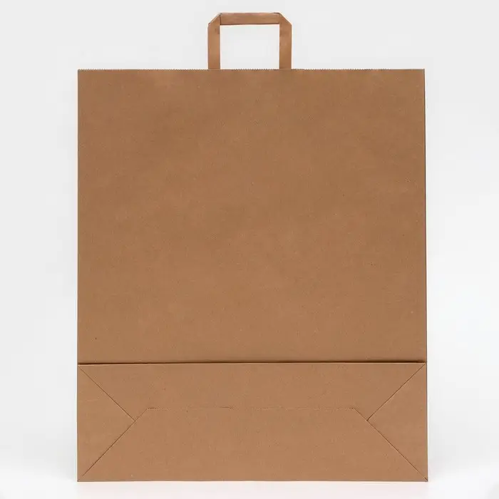 Пакет бумажный крафт 90 г/м&sup2;, плоская ручка, 45&times;15&times;53 см