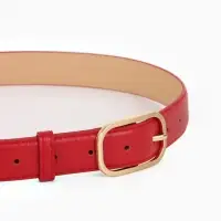 Ремень жен 05-01-01-01, Июнь2512, 3*0,3*110 см, без винта, пряж золото, 1 прокол, красный