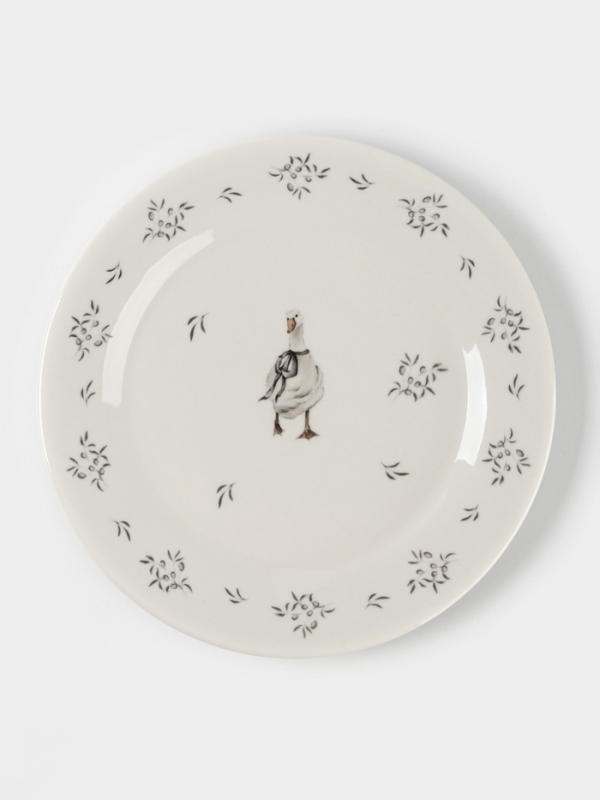 Тарелка десертная Доляна "Гуси" цвет белый  20,3х2 см