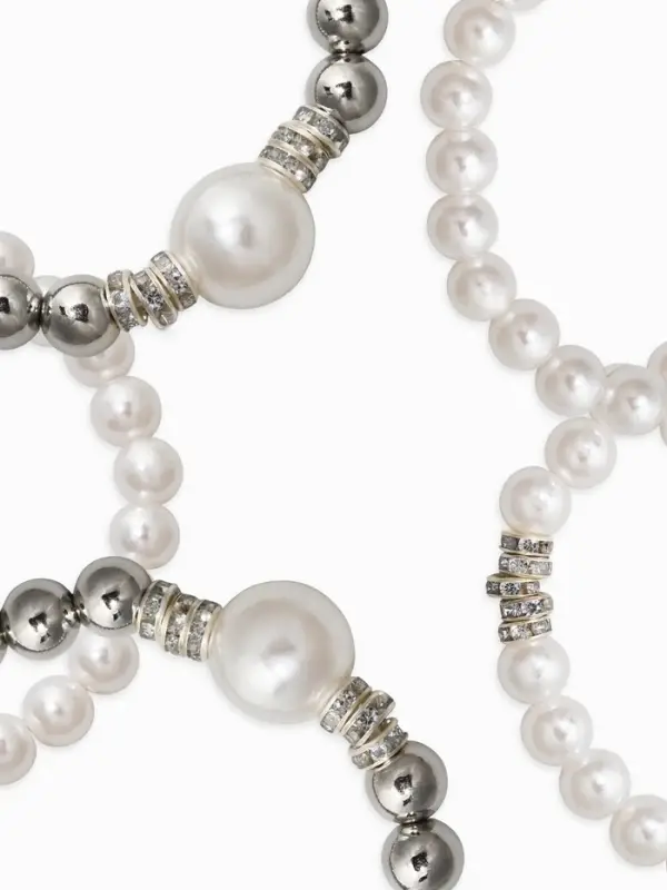 Браслет "Стильный жемчуг" (набор 5шт), №8/16, цвет белый в серебре