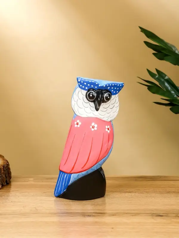 Набор сувенирный &laquo;Совы&raquo;, h=18 см, h=14 см, h=11 см, дерево, розово-синий