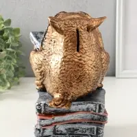 Копилка "Сова с книгой" 25х18 см, бронза с серебром