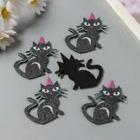 Декор для творчества войлок блеск "Чёрный кот" 5,5х4 см