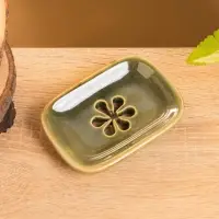 Мыльница "Цветок" керамика, цв. зелёный,12х8х2 см